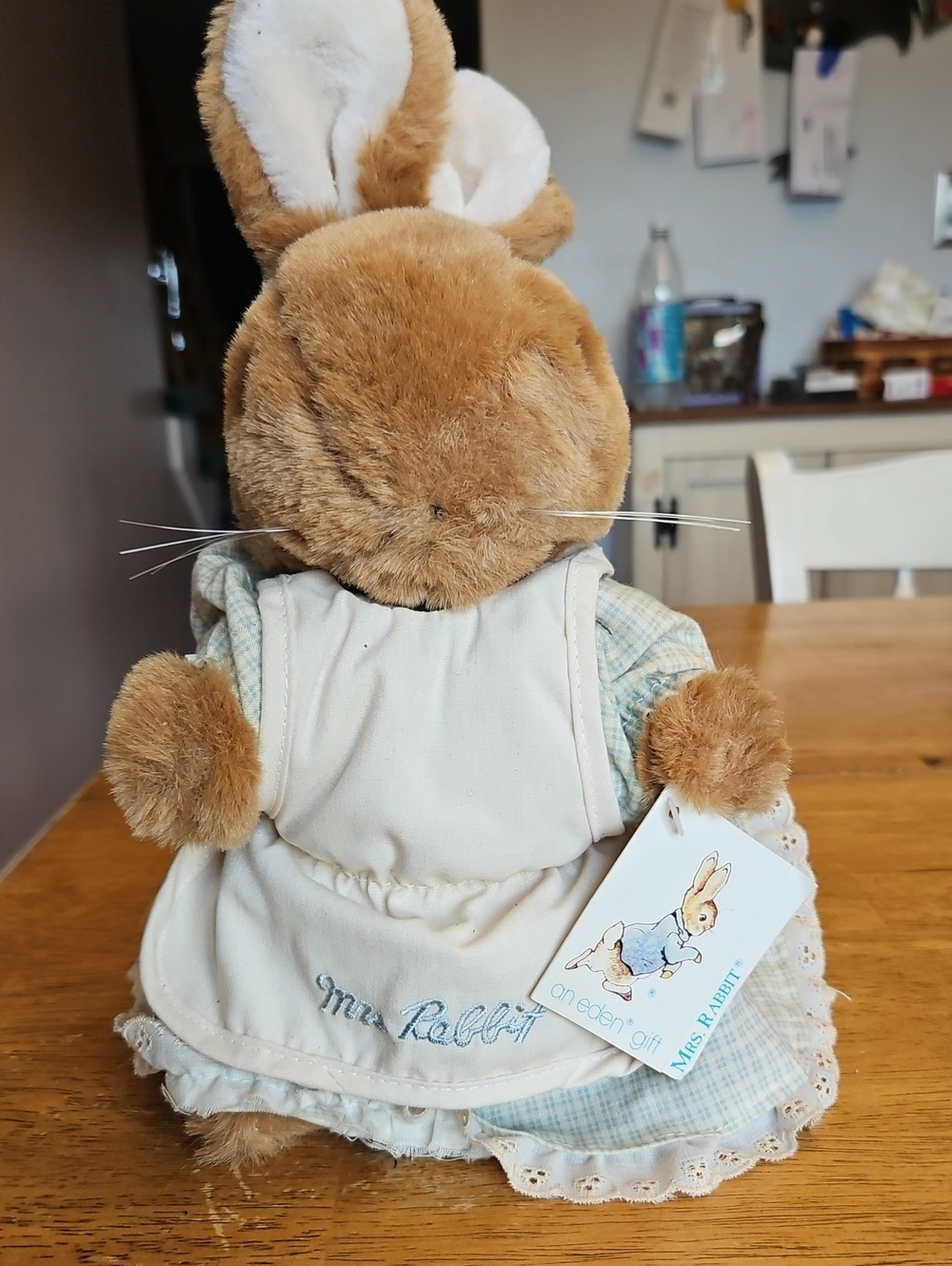 Mrs Rabbit Plush Bunny in Brown and Cream - Dressed Soft Stuffed Animal